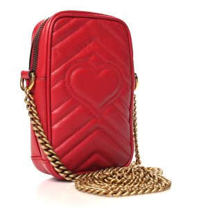 GUCCI Matelasse Mini GG Marmont Hibiscus Red Bag