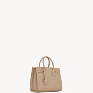 YSL SAC DE JOUR IN SMOOTH DARK BEIGE LEATHER BAG
