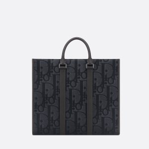 Dior East-West Tote Black Maxi Oblique jacquard Bag