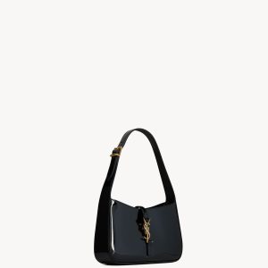YSL LE 5 À 7 IN PATENT BLACK LEATHER BAG