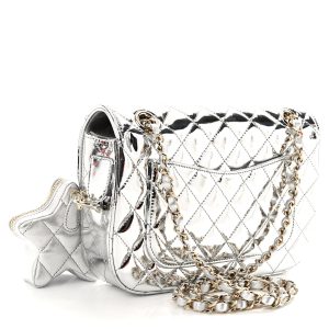 Chanel New 24C Backpack Mirrored metallic Flap Shoulder Bag