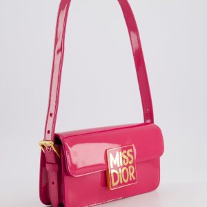 Miss Dior Patent Leather Calfskin Handbag Shoulder Bag with Golden Hardware