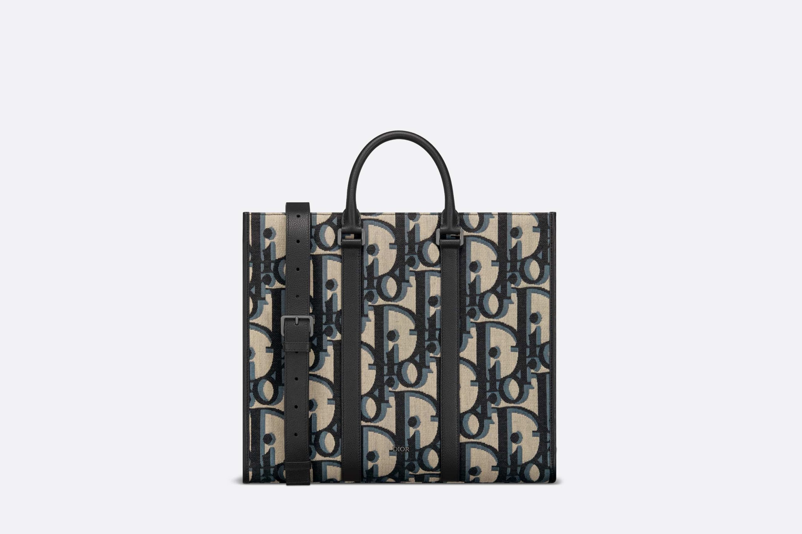 East-West Tote Dior Oblique Jacquard and Grained Calfskin Bag