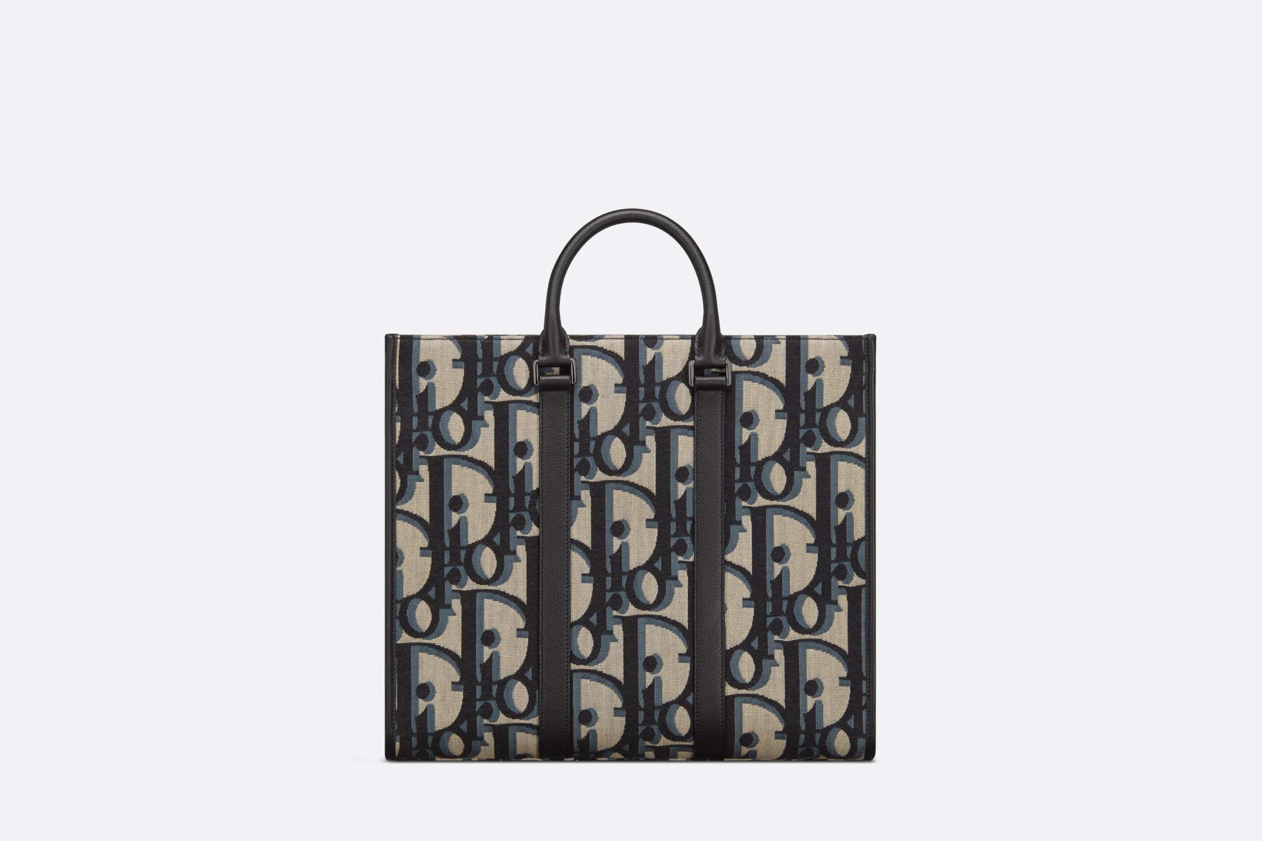 East-West Tote Dior Oblique Jacquard and Grained Calfskin Bag