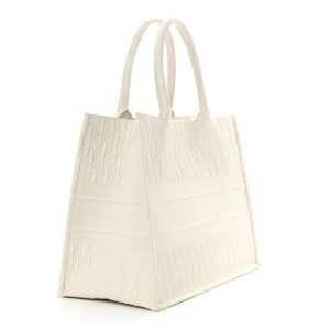 DIOR Oblique Calfskin Embossed Medium Book Tote Ivory