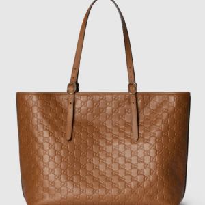 GUCCI GG Emblem Large Tote Brown Bag