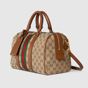 Gucci Ophidia medium boston beige and brown GG canvas bag