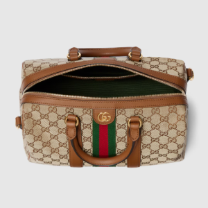 Gucci Ophidia medium boston beige and brown GG canvas bag