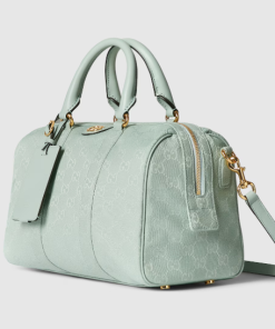Gucci Ophidia medium boston icy blue GG canvas bag