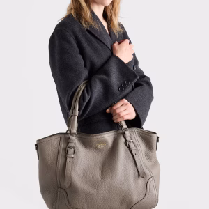 Prada Large Grey Leather Tote