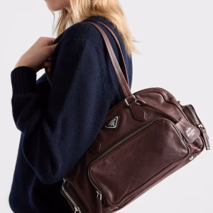 Prada Large Washed Leather Top Bag